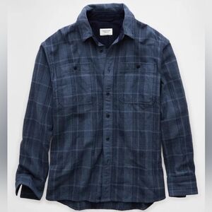 Men's American Eagle Lightweight Navy Plaid Flannel